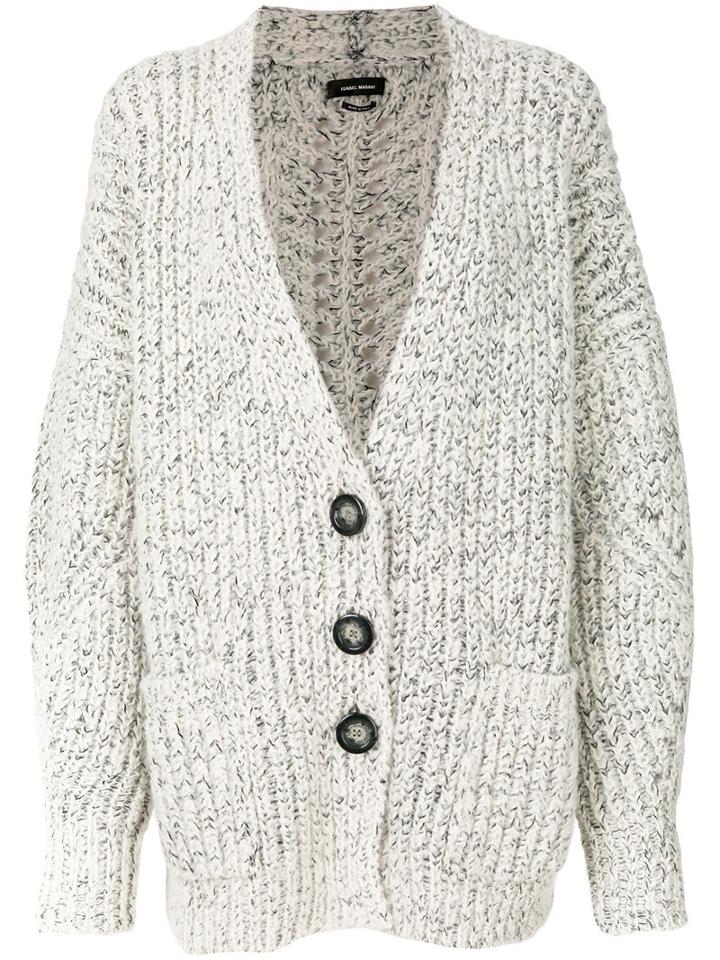 Isabel Marant - Chunky Knitted Cardigan - Women - Polyester/wool/alpaca - 38, Nude/neutrals, Polyester/wool/alpaca