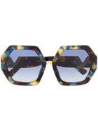 Valentino Eyewear Hexagonal Oversized V Logo Sunglasses - Brown