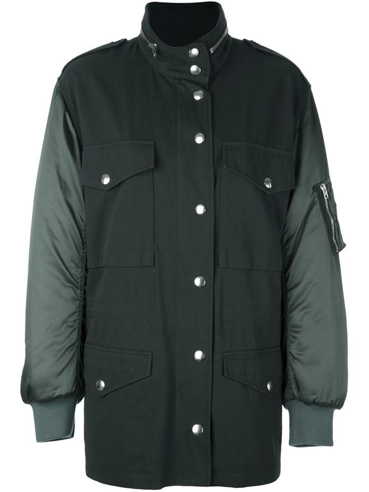 Alexander Wang Bomber Detailed Jacket, Women's, Size: Xs, Green, Cotton/polyester/spandex/elastane/nylon