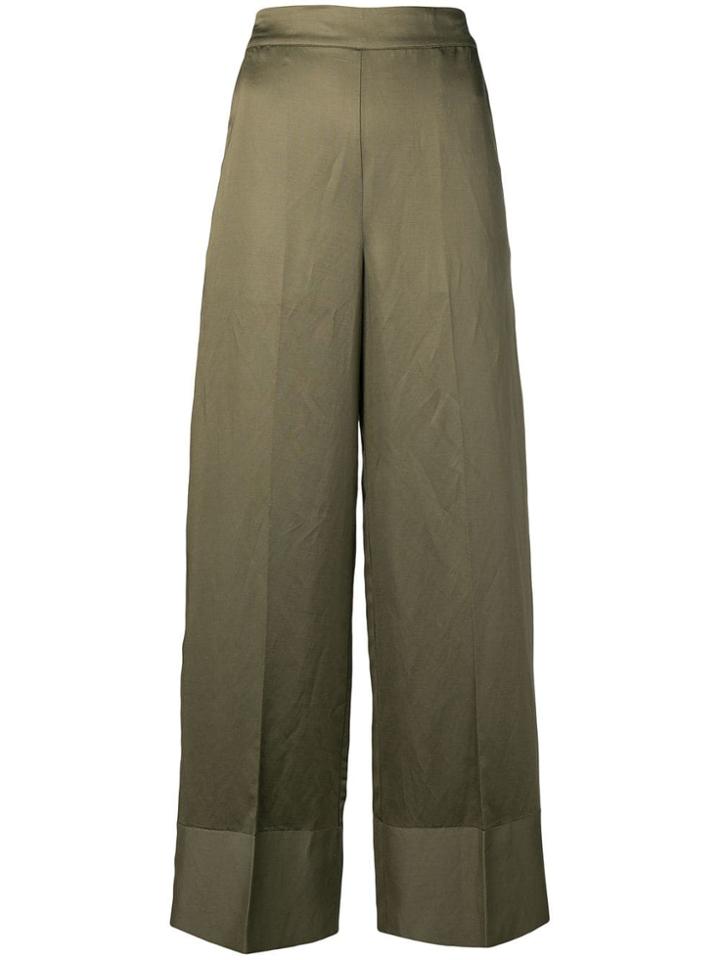 Semicouture High Waisted Wide Leg Trousers - Green