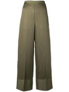 Semicouture High Waisted Wide Leg Trousers - Green