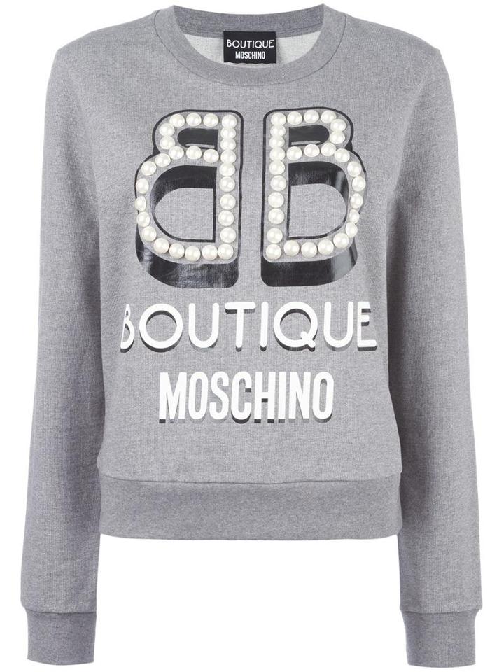 Boutique Moschino Logo Print Sweatshirt, Women's, Size: 44, Grey, Cotton