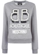 Boutique Moschino Logo Print Sweatshirt, Women's, Size: 44, Grey, Cotton