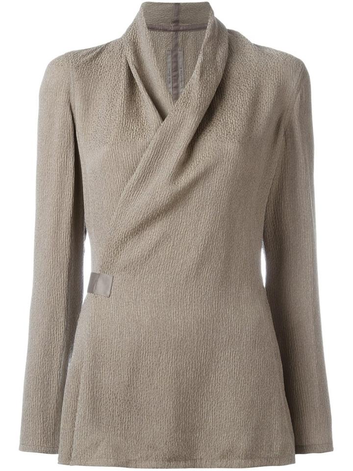 Rick Owens Textured Wrap Blouse, Women's, Size: 44, Nude/neutrals, Viscose/silk