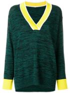 No21 V-neck Oversized Sweater - Green