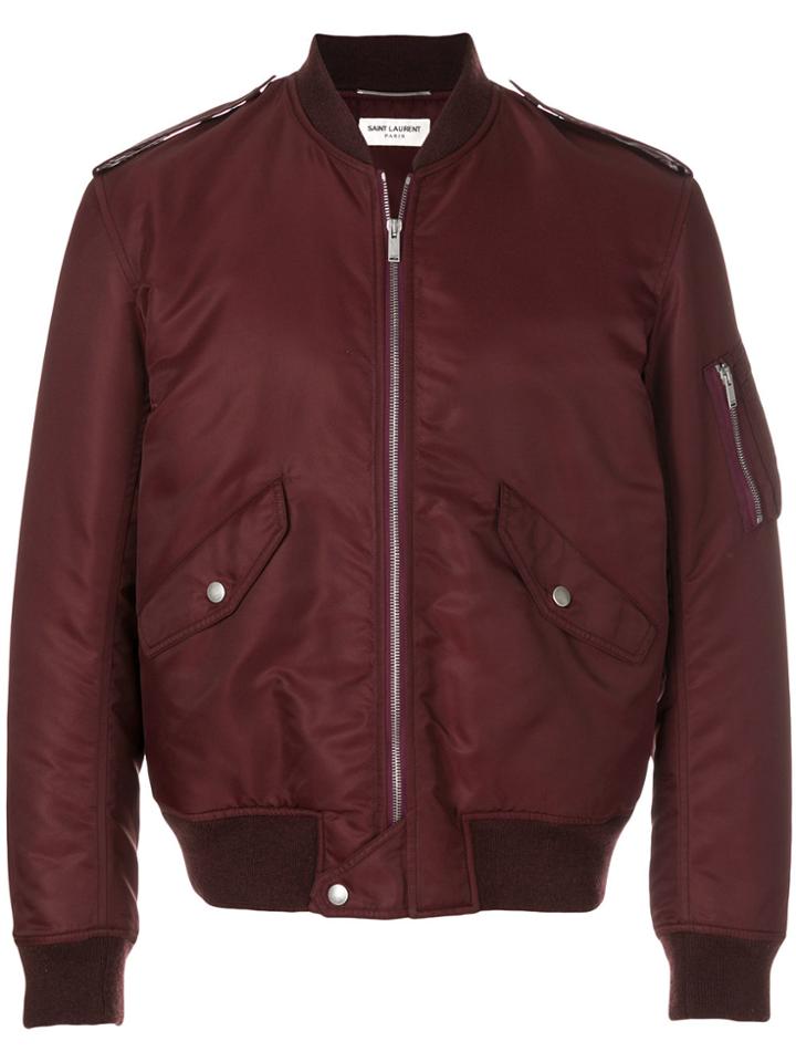 Saint Laurent Zipped Bomber Jacket - Pink & Purple