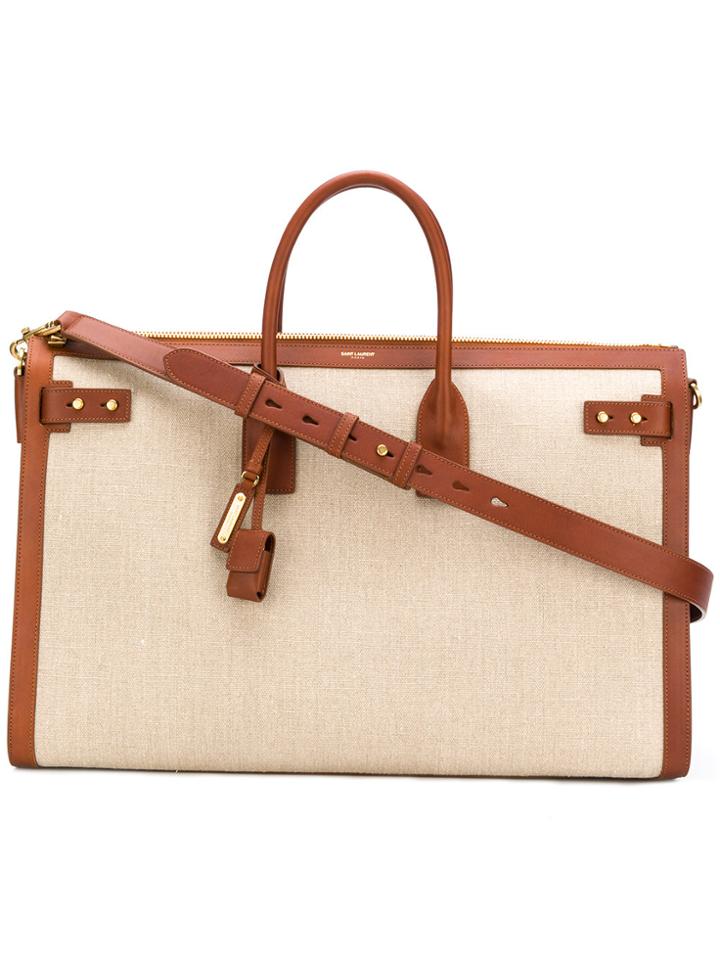 Saint Laurent Large Duffle Sac Du Jour Tote - Nude & Neutrals