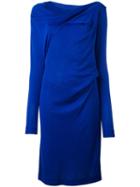 Maison Margiela Boat Neck Draped Dress, Women's, Size: 40, Blue, Silk/wool