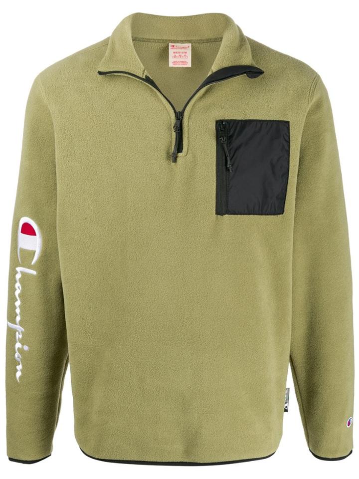 Champion Sleeve Script Half-zip Sweater - Green