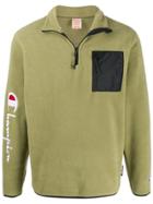 Champion Sleeve Script Half-zip Sweater - Green