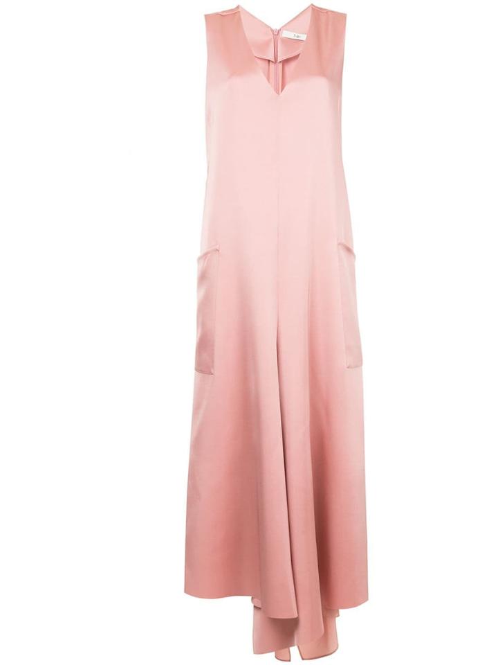 Tibi Bonded Satin Back Belt Dress - Pink & Purple