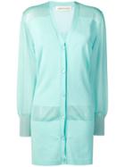 Lamberto Losani Sheer Panel Longline Cardigan - Blue