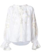 Vita Kin Embroidered Peasant Blouse, Women's, Size: Small, White, Linen/flax
