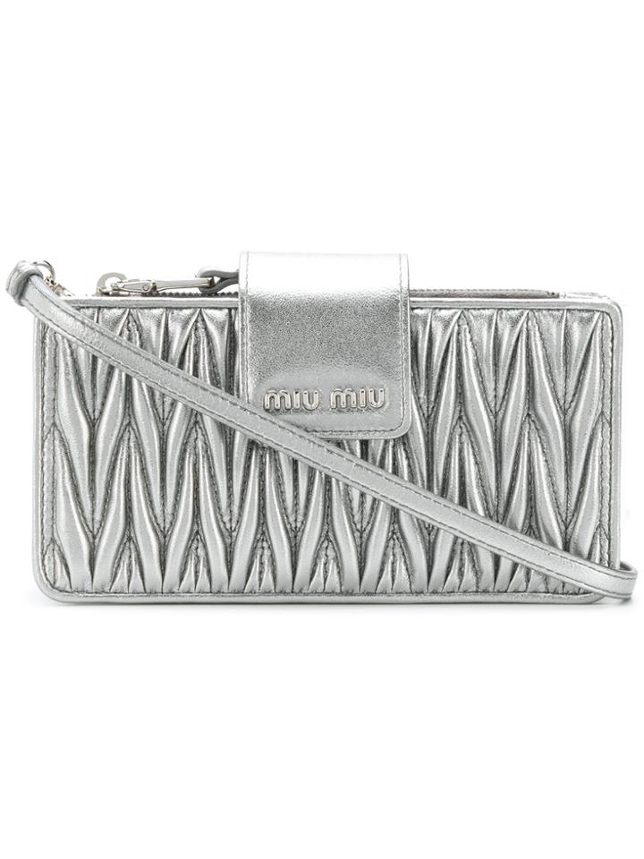 Miu Miu Chevron Pleated Satchel - Grey