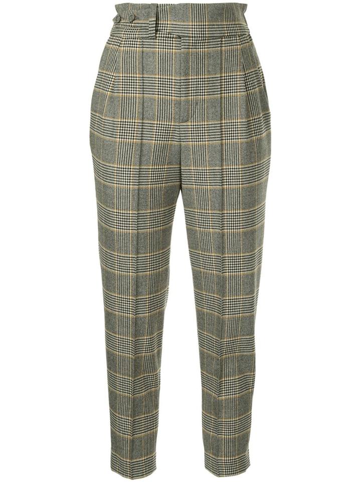 Loveless Checked Paper Bag Trousers - Grey