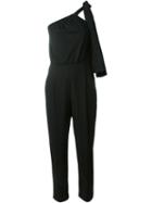 Msgm One Shoulder Jumpsuit, Women's, Size: 42, Black, Cotton/polyurethane/spandex/elastane