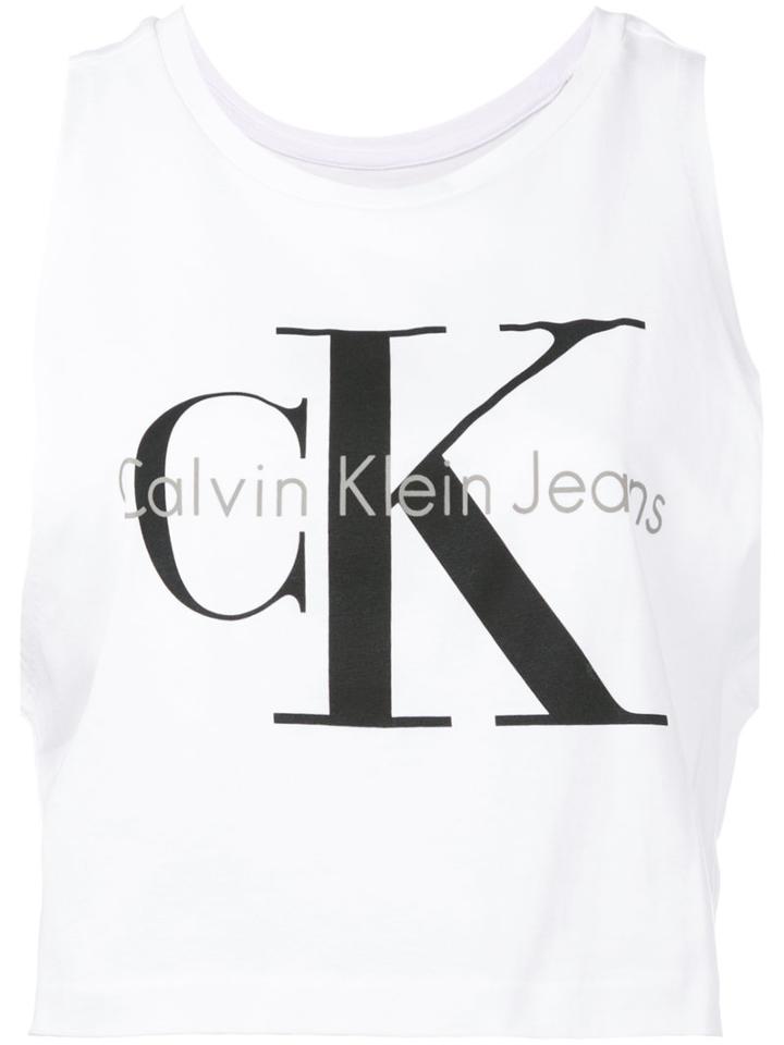 Calvin Klein Jeans - Logo Print Tank Top - Women - Cotton - M, Women's, White, Cotton