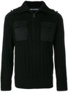 Neil Barrett Ribbed Zip Sweater - Black