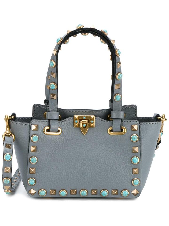 Valentino Valentino Garavani 'rockstud Rolling' Trapeze Tote, Women's, Grey, Leather/suede/metal