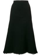 Jil Sander Frayed Hem A-line Skirt - Black