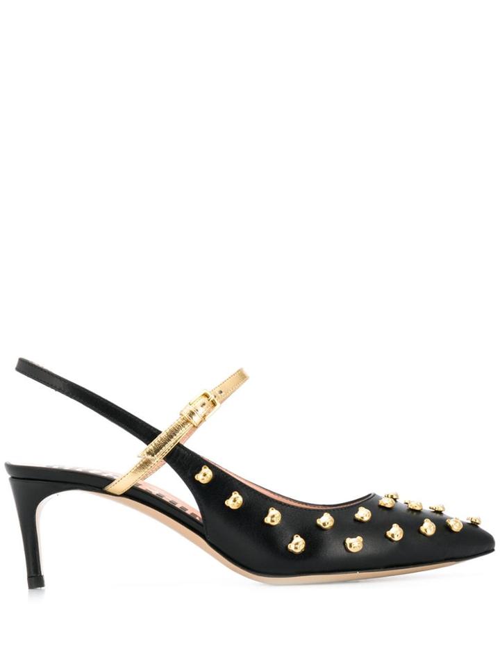 Moschino Teddy Bear Stud Slingback Pumps - Black