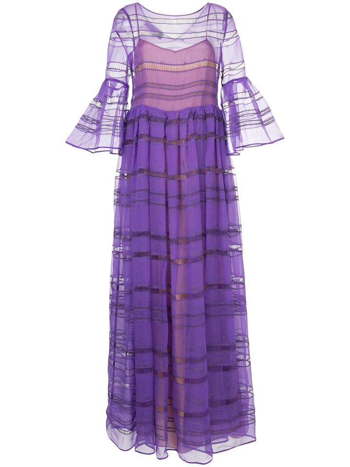 Rochas Sheer Panelled Dress - Pink & Purple