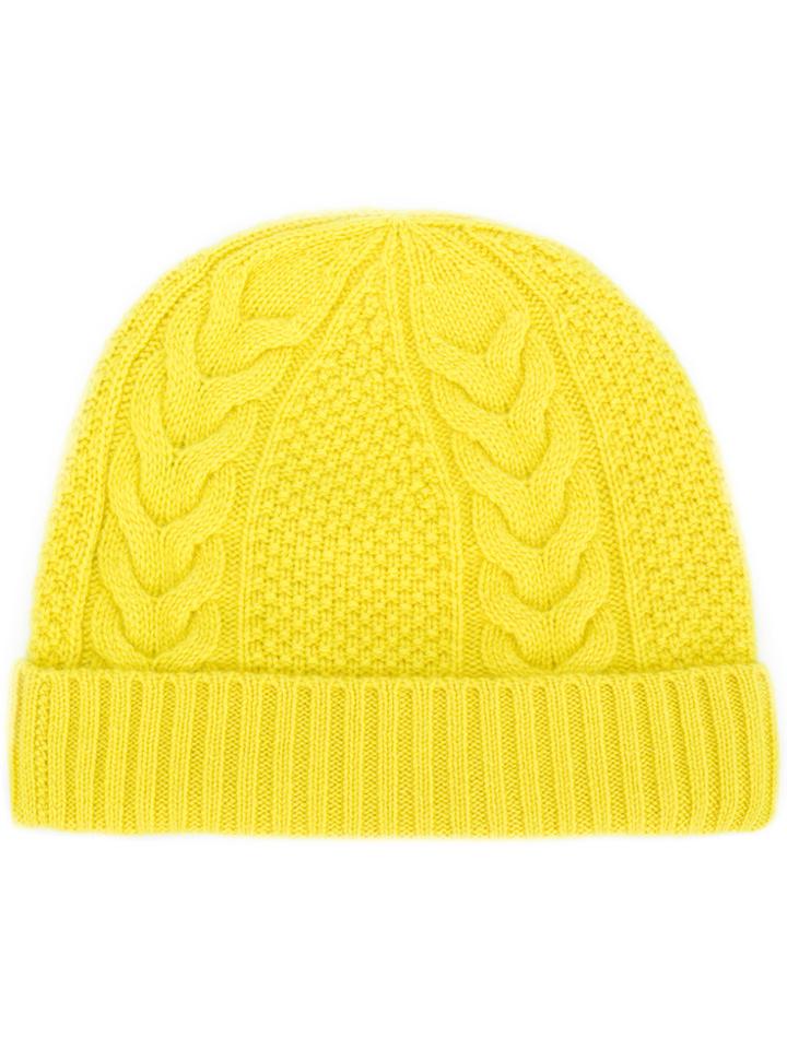 N.peal Cable Knit Beanie - Yellow & Orange