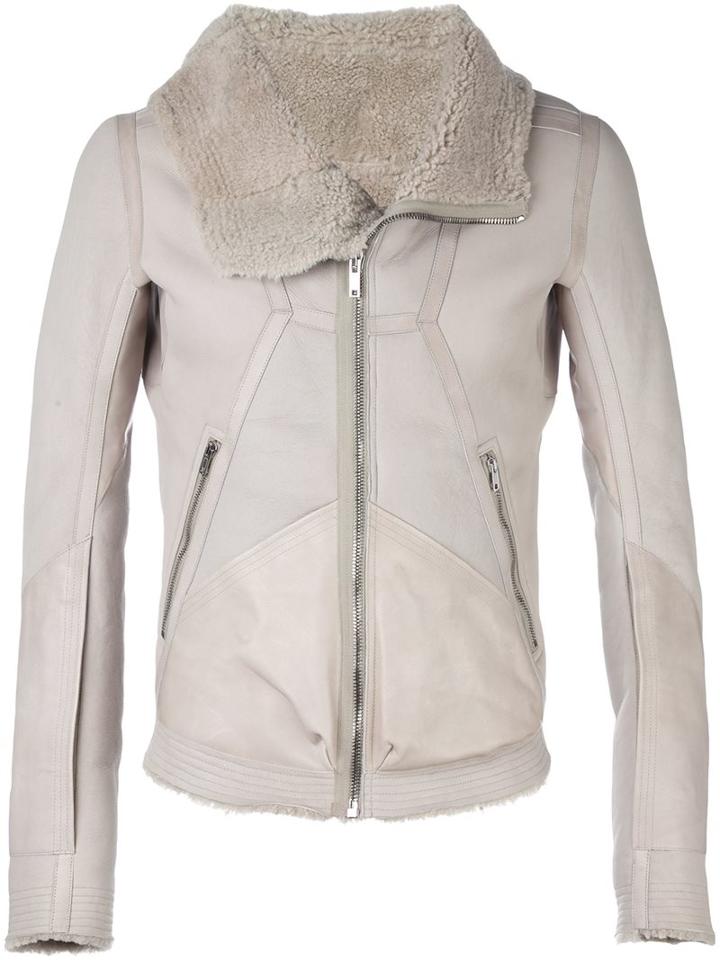 Rick Owens Panelled Jacket, Men's, Size: 50, Nude/neutrals, Sheep Skin/shearling