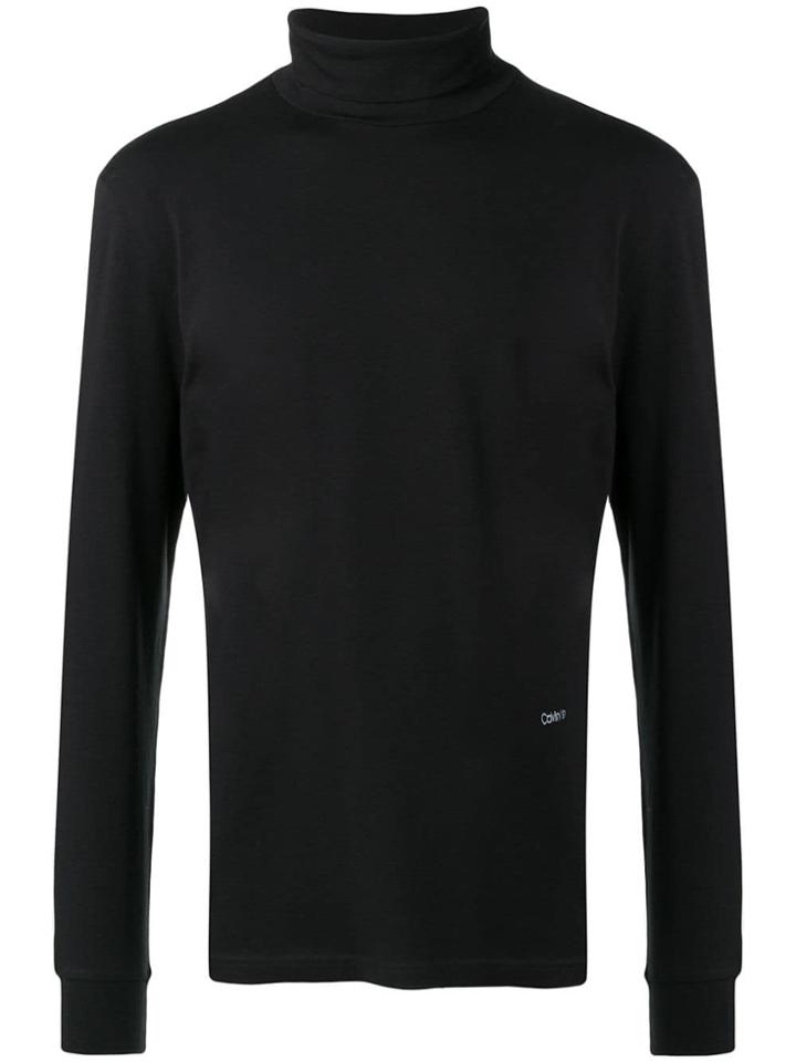 Calvin Klein Turtleneck Jersey Top - Black