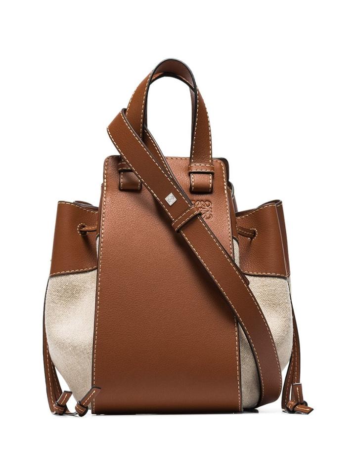 Loewe Brown Hammock Medium Leather And Linen Shoulder Bag