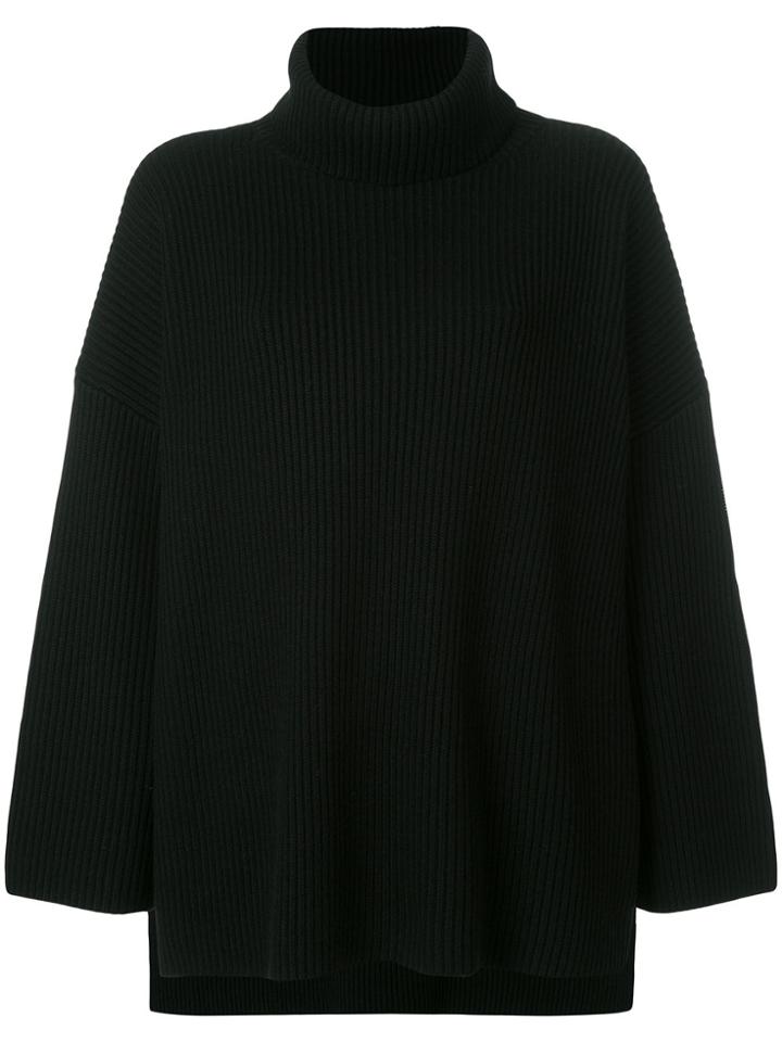 Joseph Ribbed Roll Neck Jumper - Black
