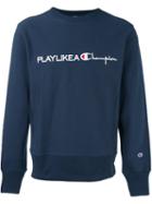 Champion Embroidered Sweatshirt, Men's, Size: Xl, Blue, Cotton/polyester