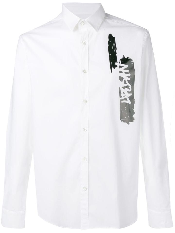 Les Hommes Urban Graphic Button-up Shirt - White