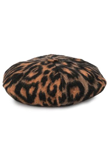 Sonia Rykiel Leopard Print Beret Hat - Black