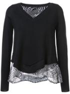 Derek Lam - Animal Print Detail Knitted Top - Women - Silk/cashmere - M, Black, Silk/cashmere