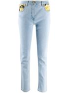 Versace Baroque-print Skinny Jeans - Blue