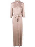 Tonello Long Tie Waist Shirt Dress - Pink & Purple