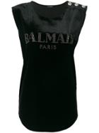 Balmain Logo Printed Tank Top - Black