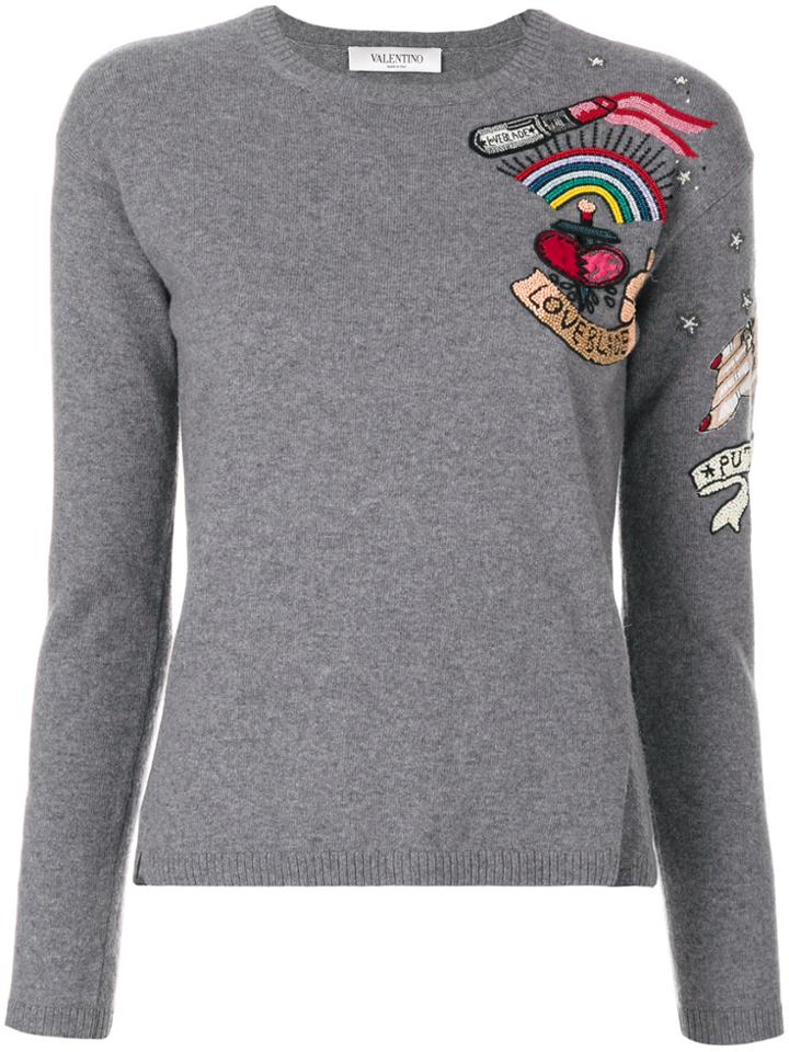 Valentino Beaded Jumper - Grey