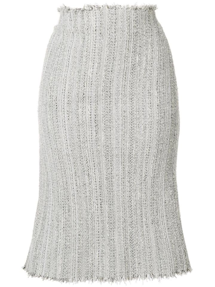 Thom Browne Ribbon Tweed Cardigan Pencil Skirt - Grey