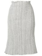 Thom Browne Ribbon Tweed Cardigan Pencil Skirt - Grey