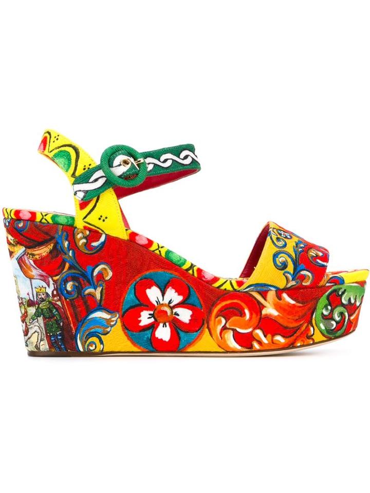 Dolce & Gabbana Carretto Siciliano Print Sandals