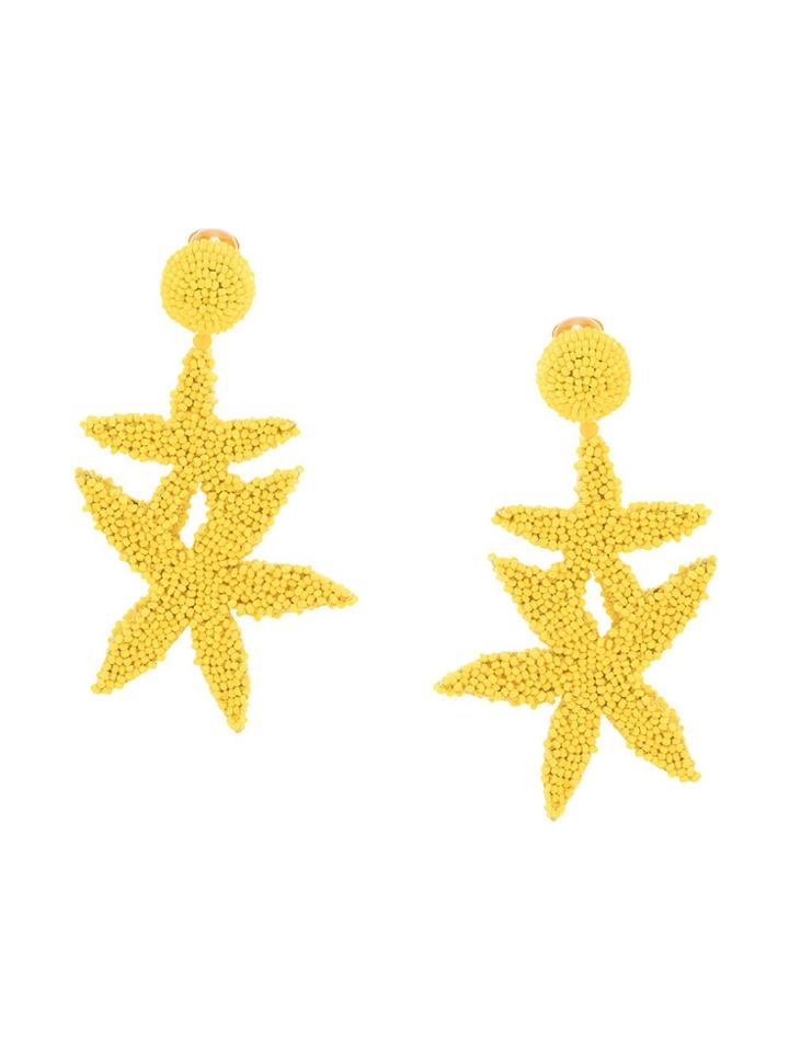Oscar De La Renta Double Starfish Earrings - Yellow & Orange