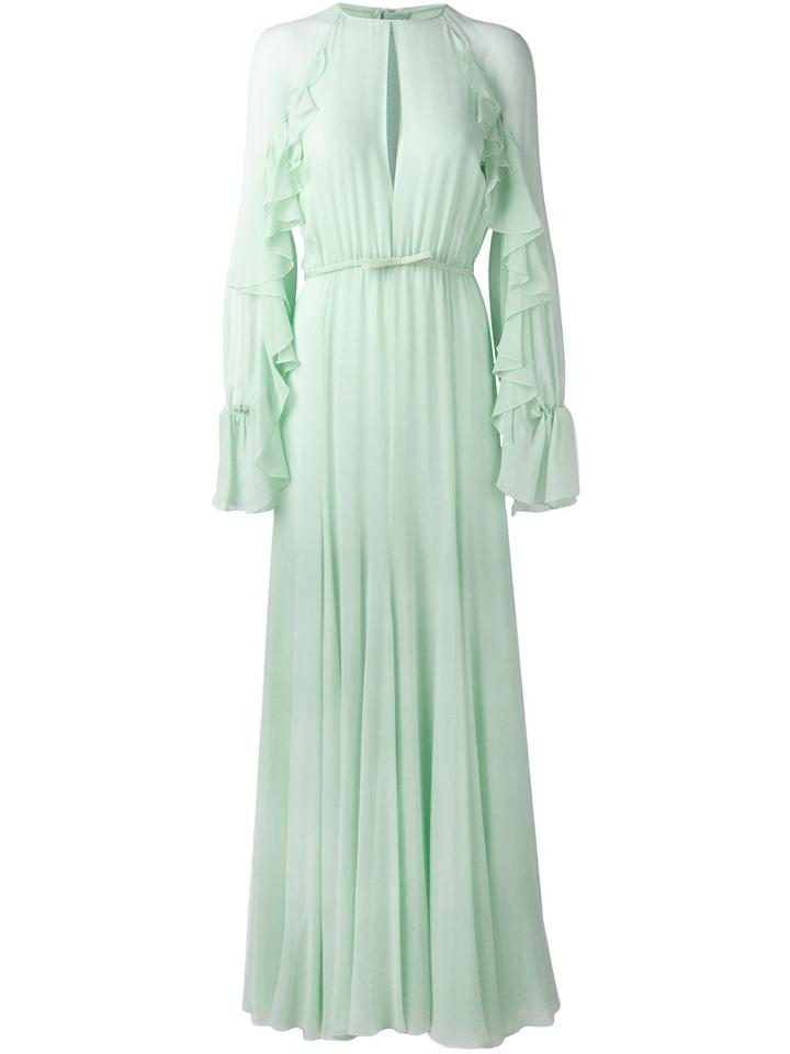 Giambattista Valli - Frill Sleeve Gown - Women - Silk/cotton/viscose - 40, Green, Silk/cotton/viscose