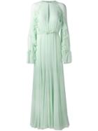 Giambattista Valli - Frill Sleeve Gown - Women - Silk/cotton/viscose - 40, Green, Silk/cotton/viscose