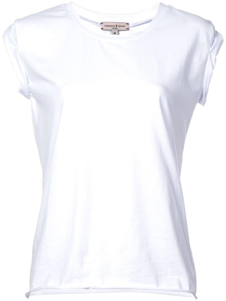 Natasha Zinko Cropped Sleeve T-shirt - White