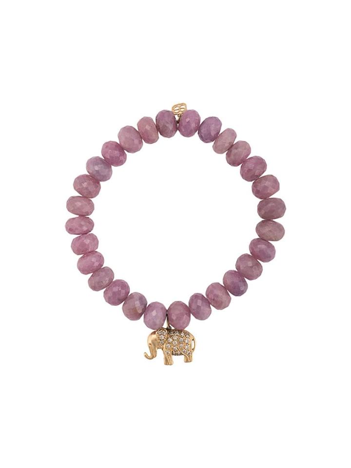 Sydney Evan 14kt Yellow Gold Diamond Elephant Charm Beaded Bracelet -