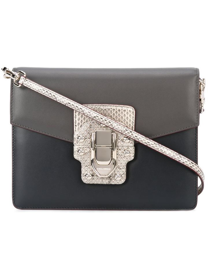 Dolce & Gabbana - Lucia Shoulder Bag - Women - Calf Leather/ayers Snakeskin - One Size, Black, Calf Leather/ayers Snakeskin