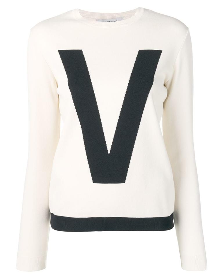 Valentino Two Tone Logo Sweater - White
