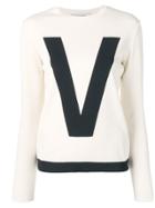 Valentino Two Tone Logo Sweater - White